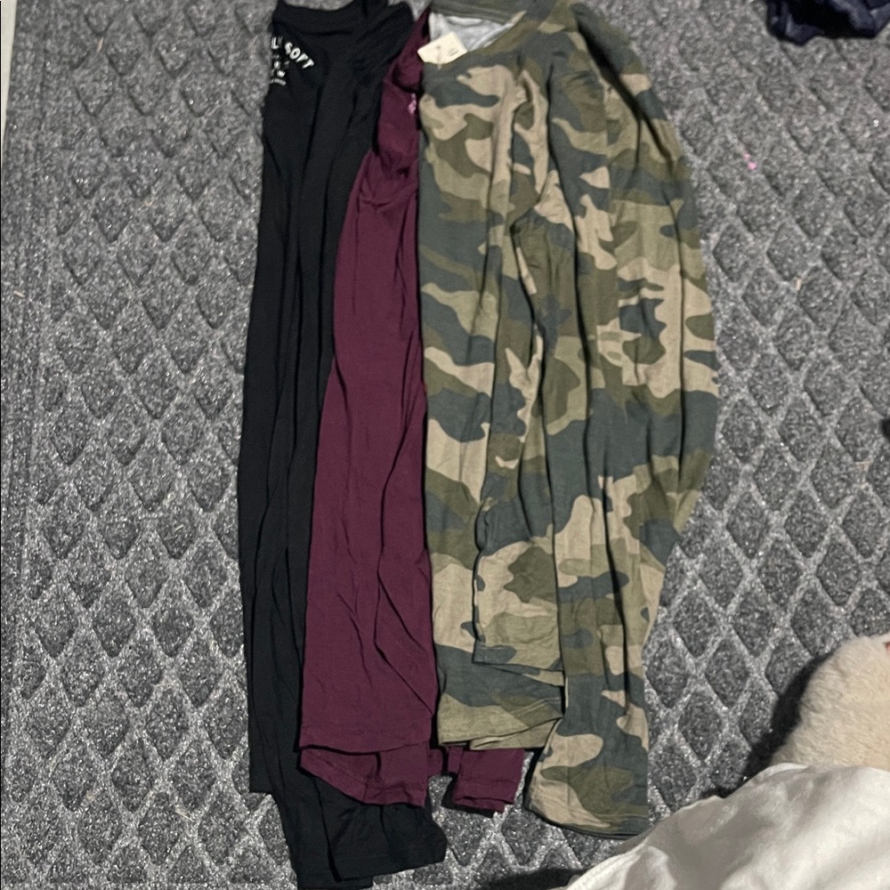 3 Aeropostale Long Sleeve Tops - Black, Purple, Camouflage